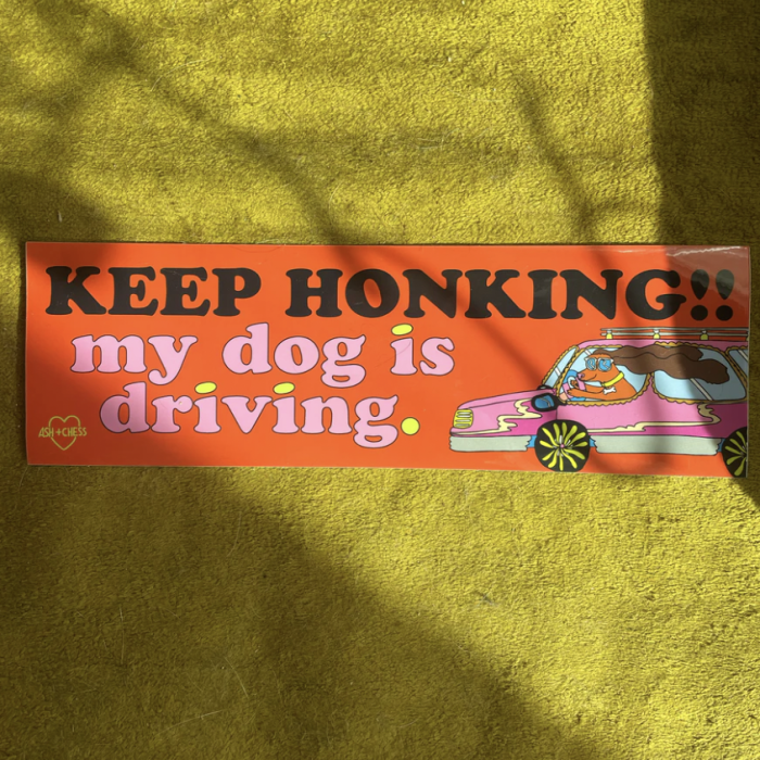 My dog is driving car bumper sticker