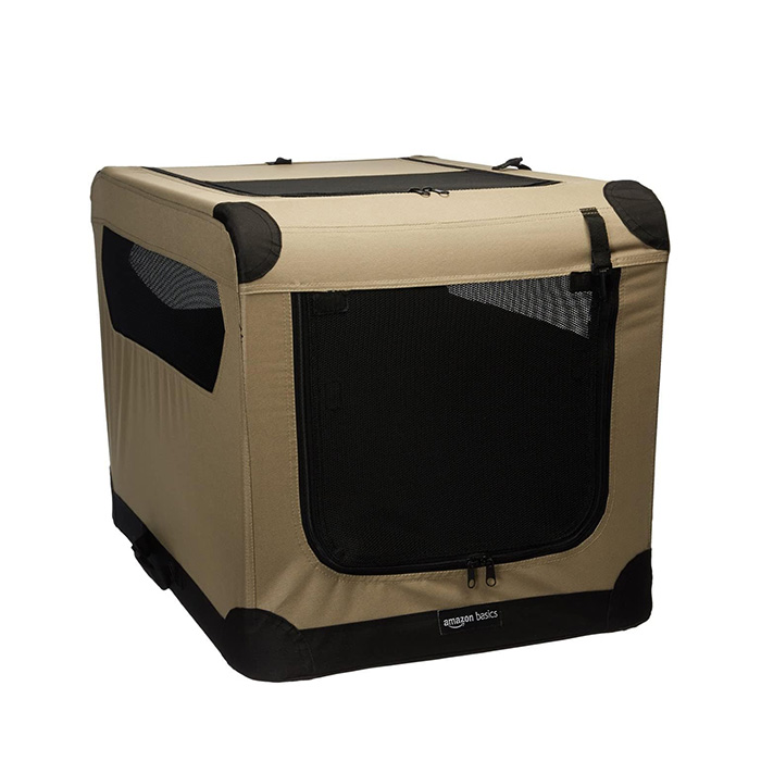 Amazon Basics 2-Door Portable Soft-Sided Folding Travel Crate