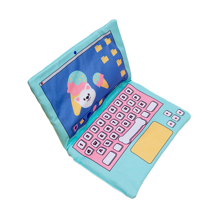 hugsmart crinkle and squeak laptop dog toy