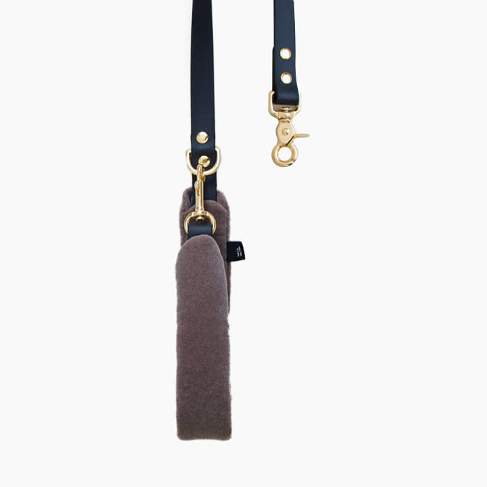 leather leash in brown and black