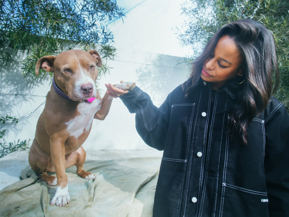 Taylour Paige and her rescue Pit Bull