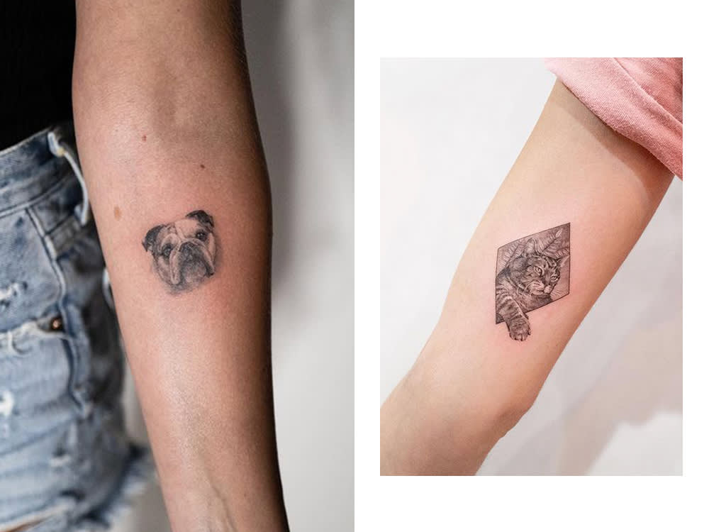 tattoos of pets - dog and cat