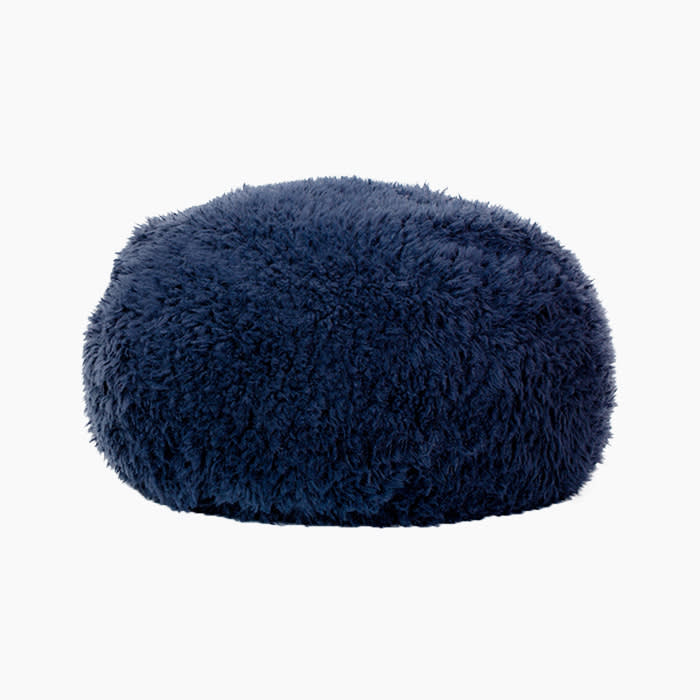 navy fluffy dog bed