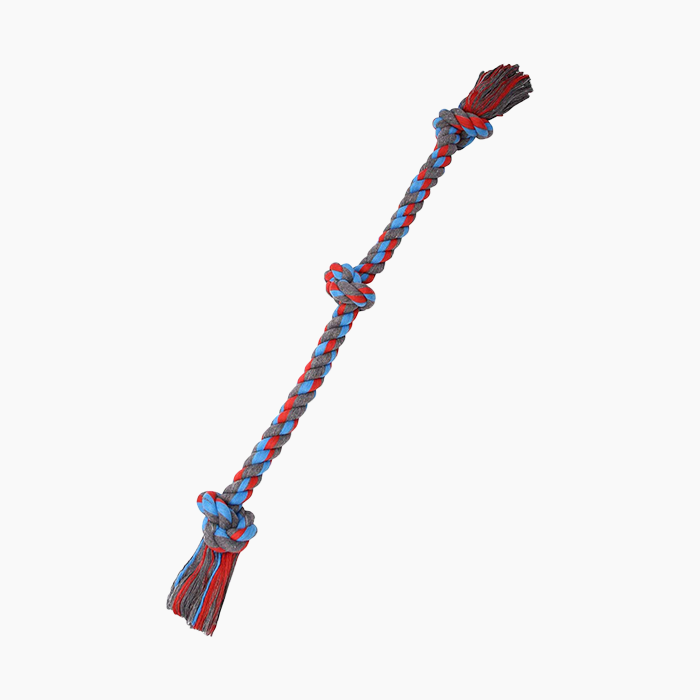 blue and red colorful rope toy