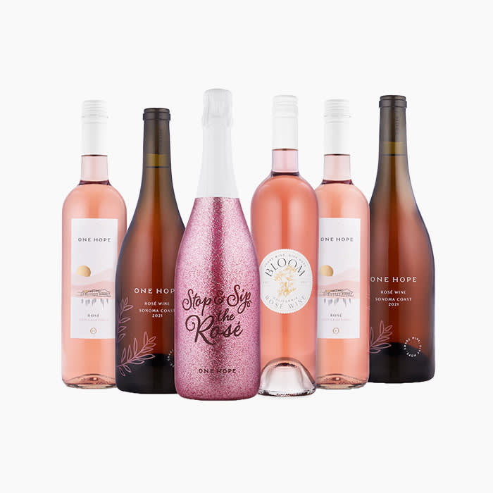 Bottles of rose wine