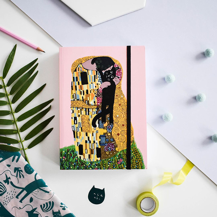 Klimt inspired cat print journal 