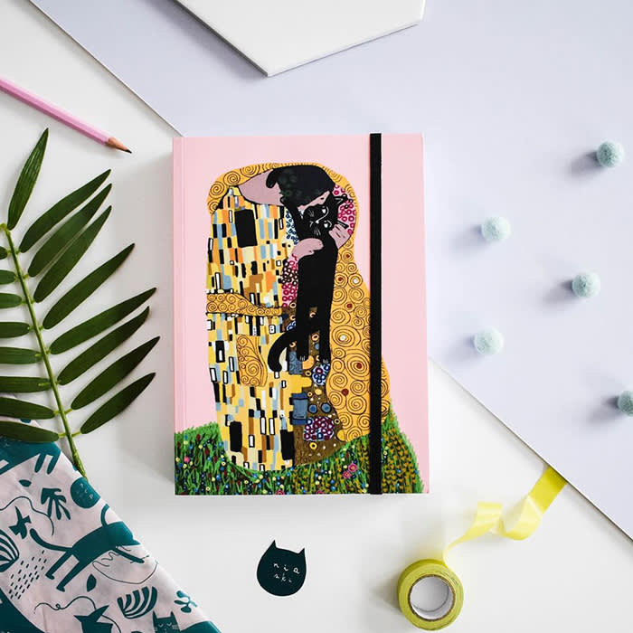 Klimt inspired cat print journal 