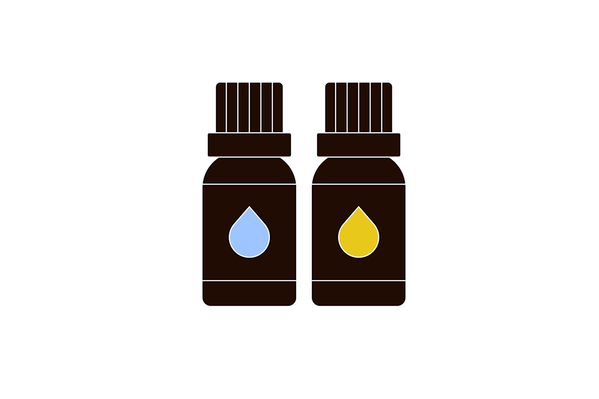 tea tree oil and cedar oil bottles