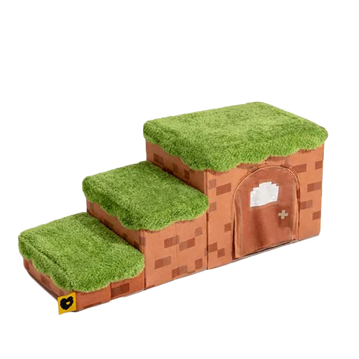 FunnyFuzzy Retro Pixel Handcrafted Foldable Pet Stairs With Storage