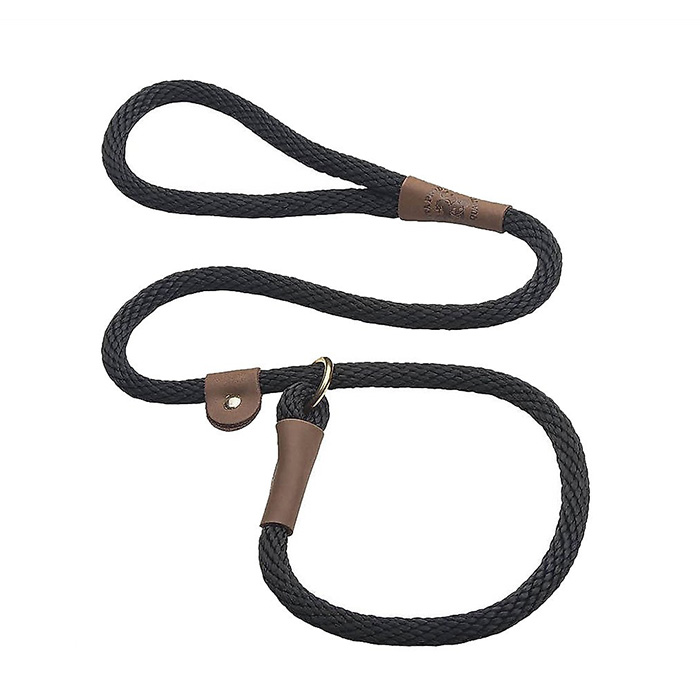 Mendota Products Large Slip Solid Rope Dog Leash, Black