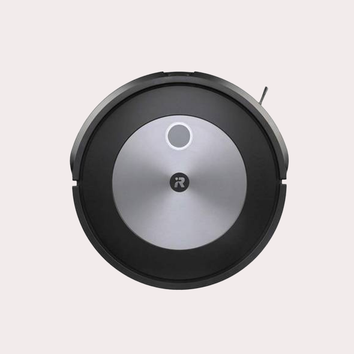 the irobot vacuum in black and silver