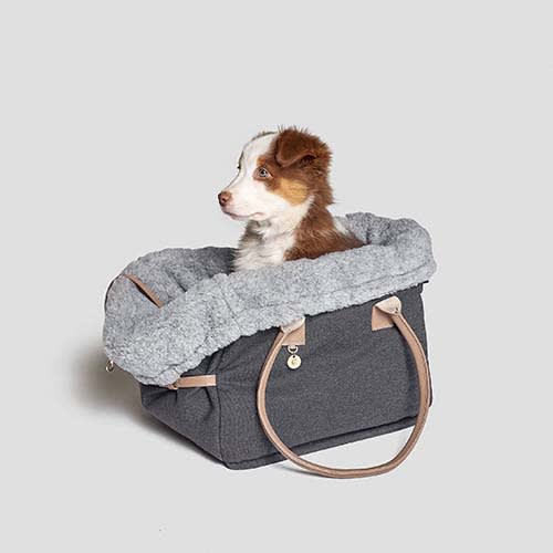 Dog Car Seat - Cat Carrier - Portable Double Pet Travel Car Seat-Brown 
