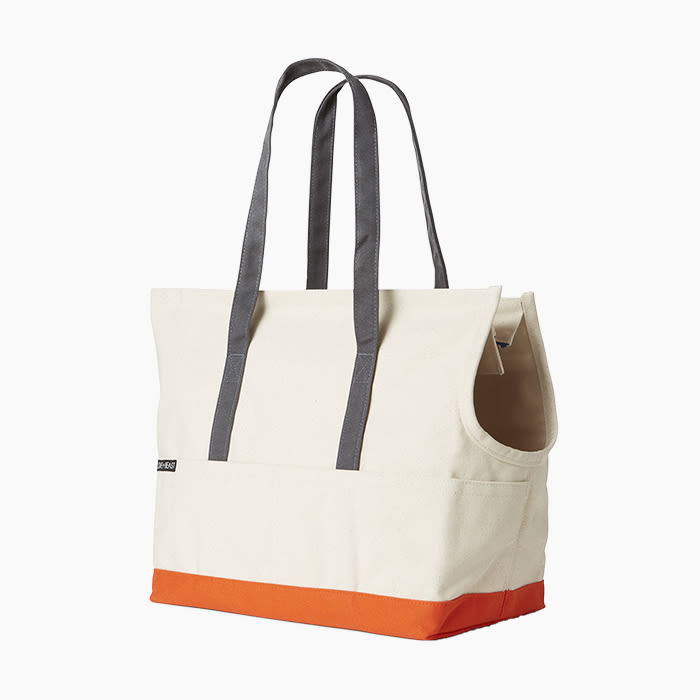tote bag in canvas with orange accents