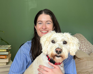 Nuala McHugh writer with her dog Bobby