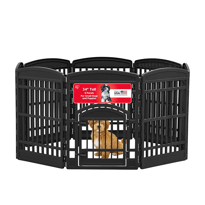 IRIS USA 34” 8-Panel Dog Playpen with Door, Black