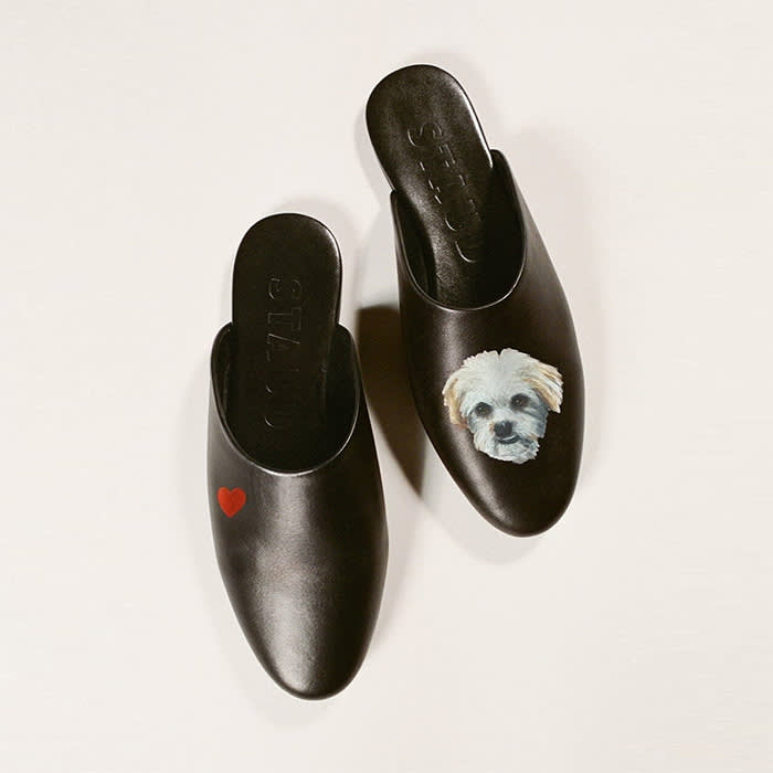 Staud slippers custom pet portrait
