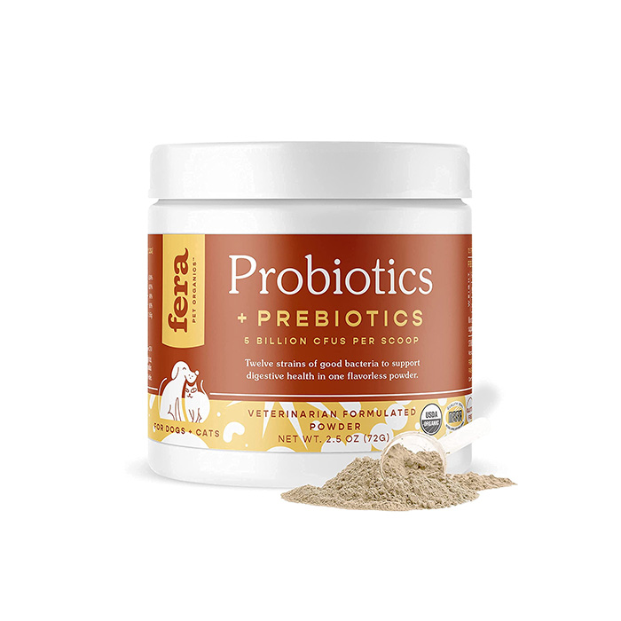 probiotics in orange and white tub
