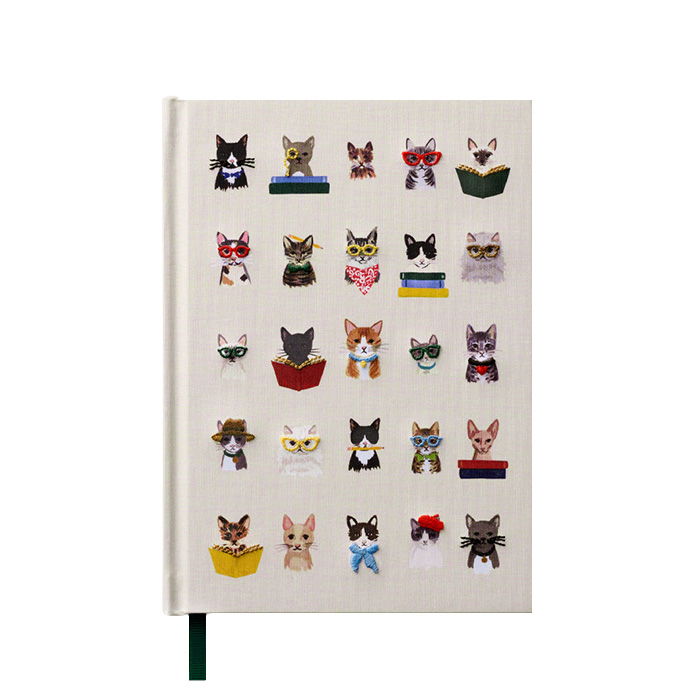 Embroidered cat journal