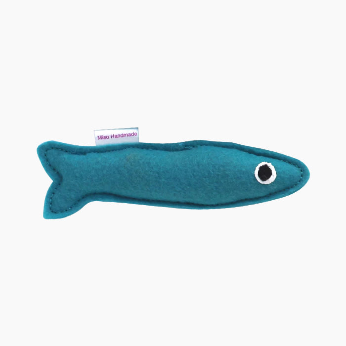 the sardine cat toy in blue