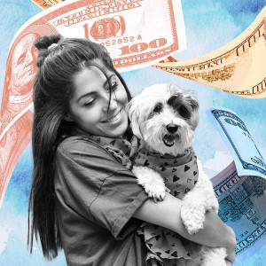 Petty Cash: a person with a small Havanese dog