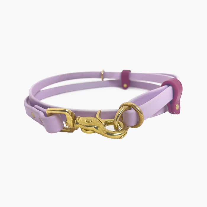 the lilac leash with gold hardware