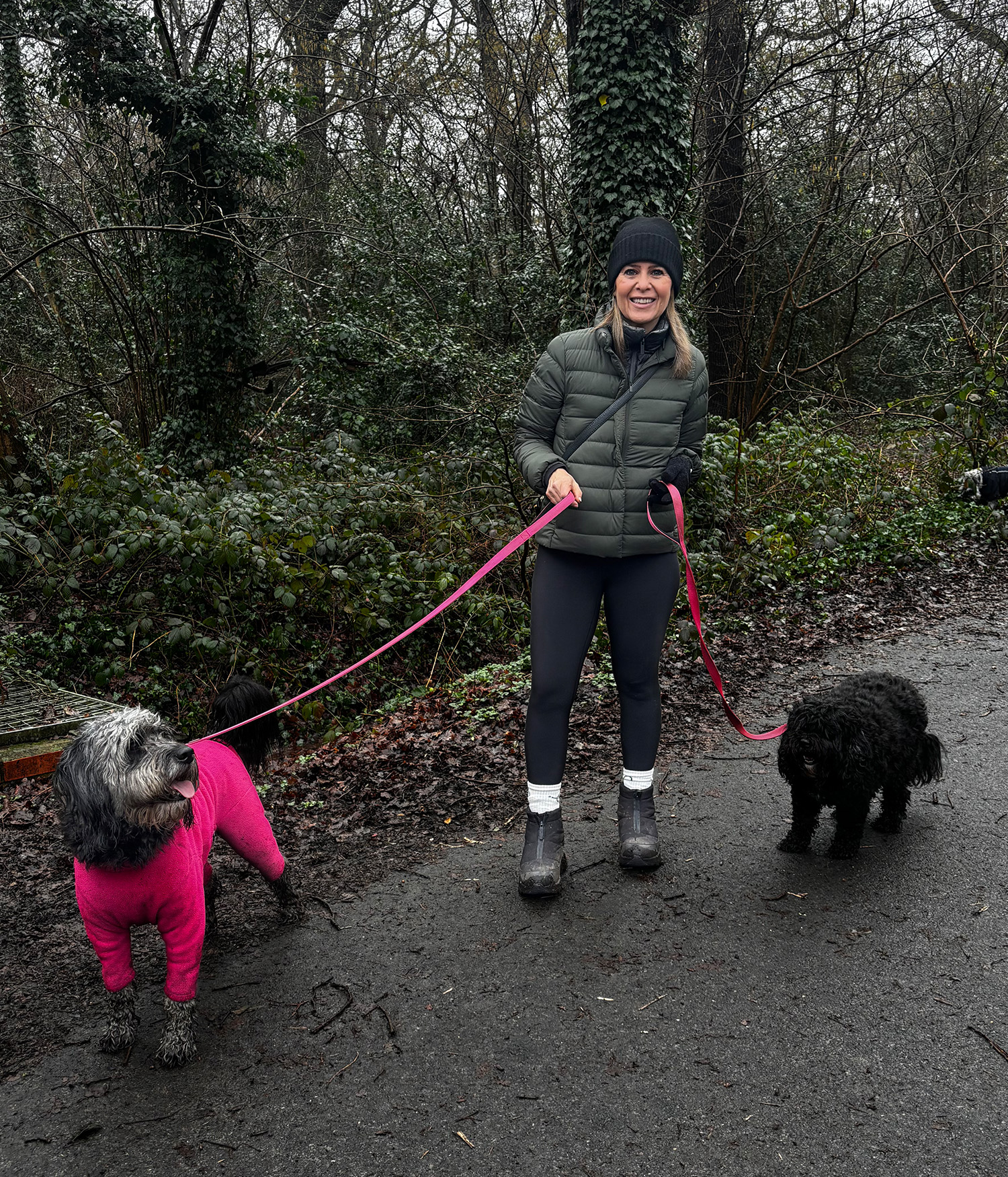Writer susanne baum with her two dogs 