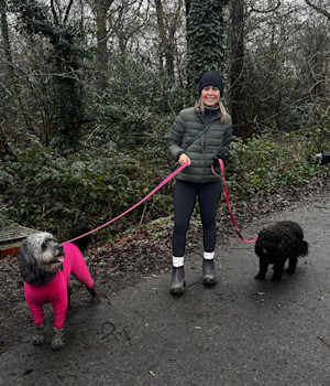 Writer susanne baum with her two dogs