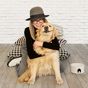 Diane Keaton and her Golden Retriever, Reggie.