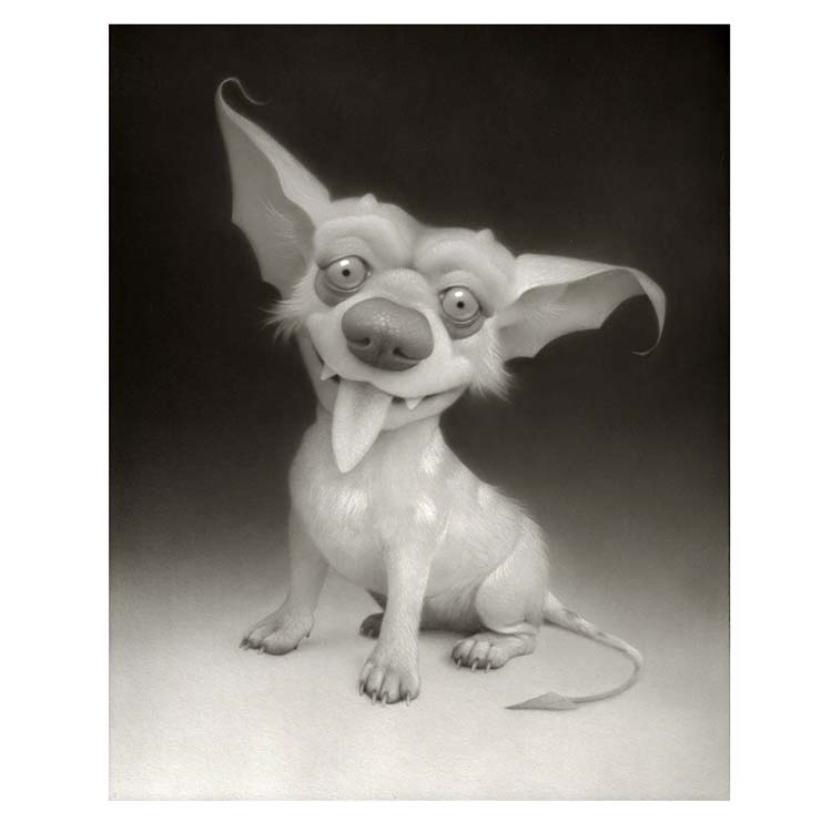 travis louie dog painting monster ears and tongue out 