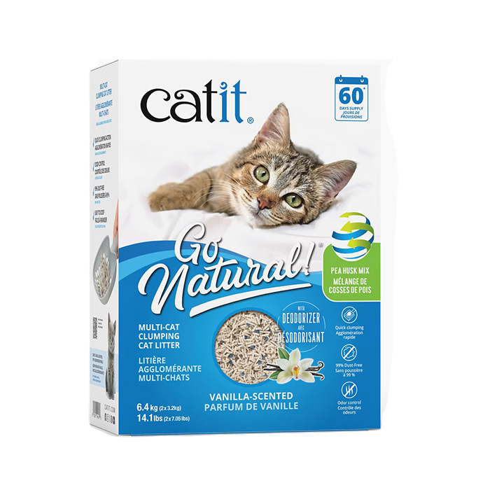 Catit Go Natural Multi Cat Vanilla Scented Pea Husk Clumping Cat Litter