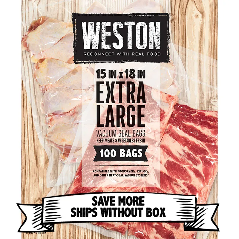 Vacuum Sealer Bags, 15 in x 18 in, Extra Large, 100 Pre-cut Bags