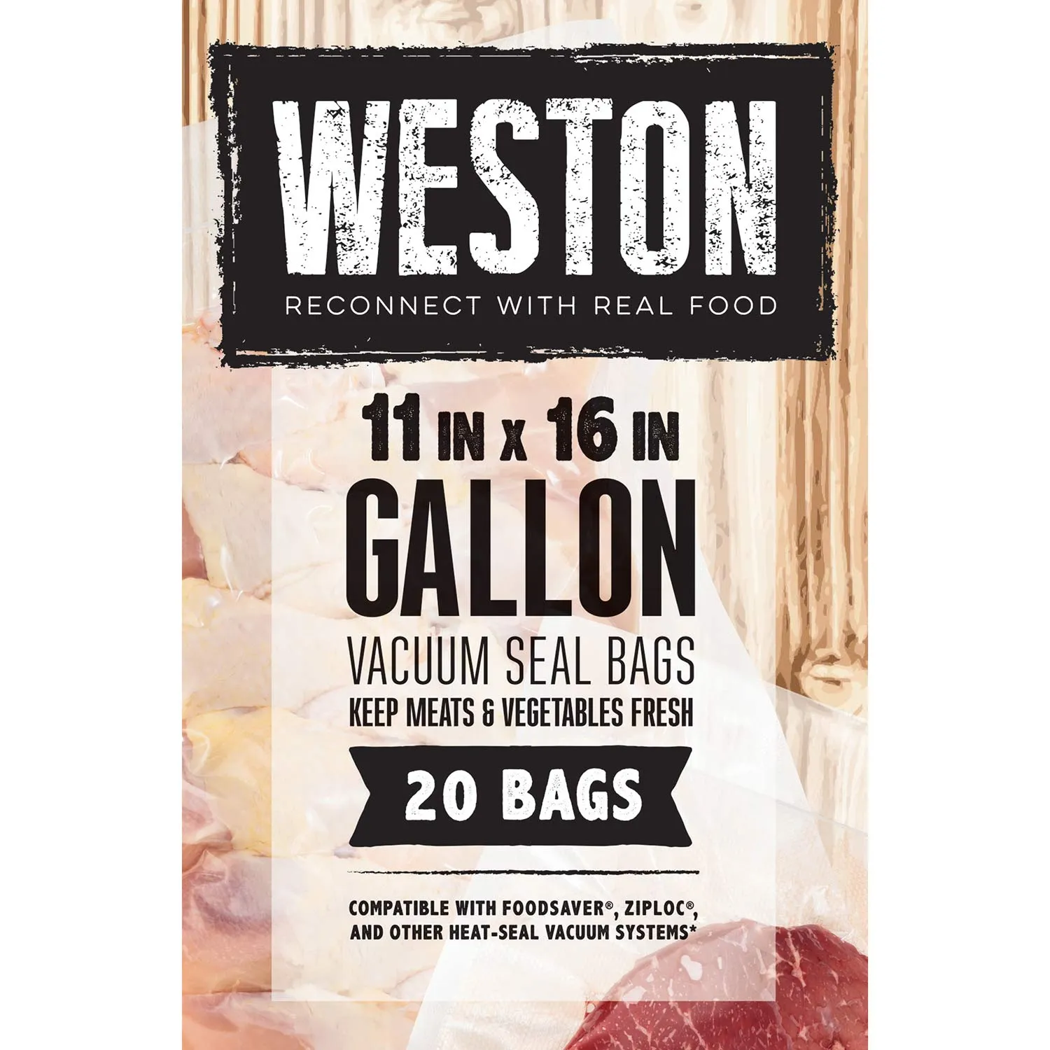 Vacuum Sealer Bags 11 in x 16 in, 20 Pre-cut Bags Weston Brands