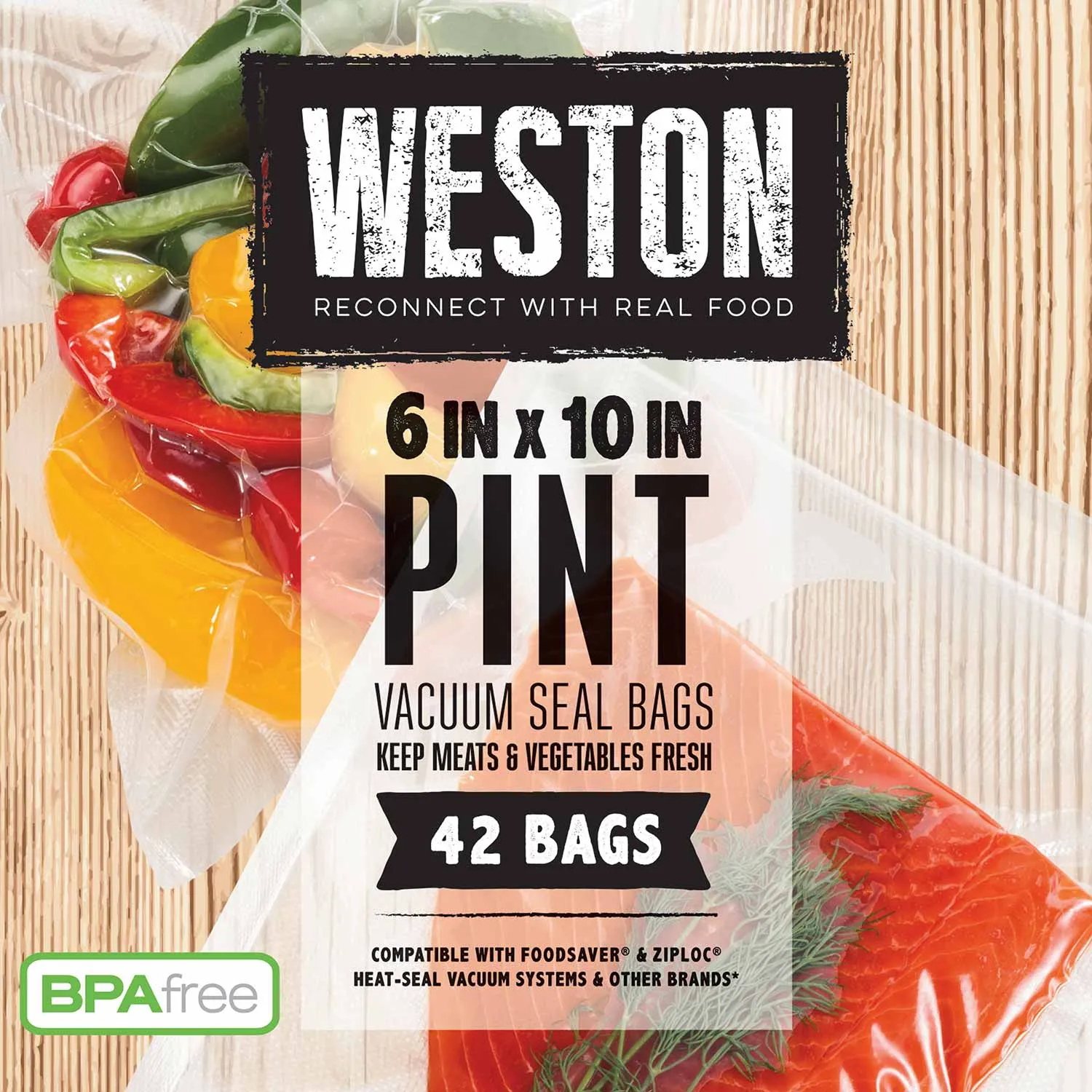Vacuum Sealer Bags, in x 10 in, 42 Pre-cut Bags Weston Brands