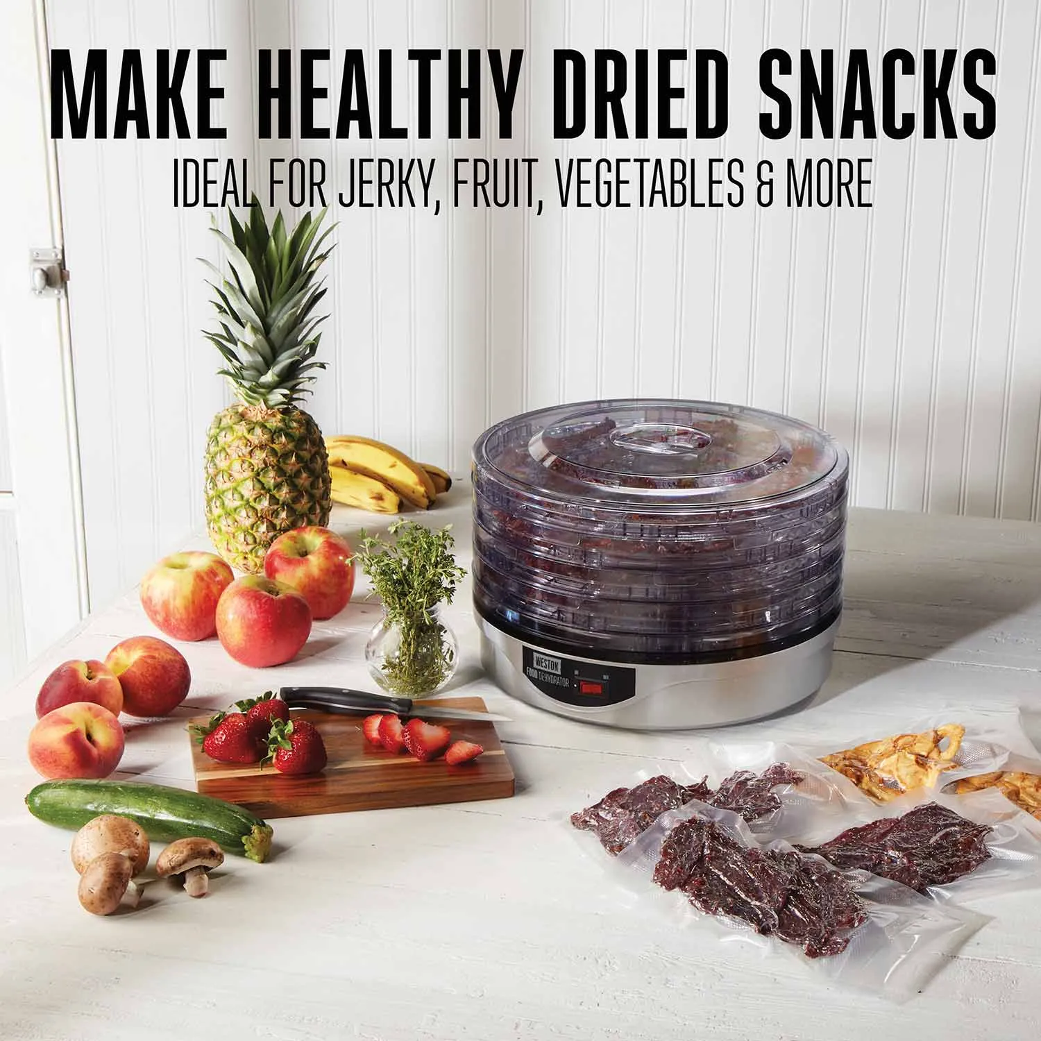 4 Tray Food Dehydrator, Silver | Weston Brands