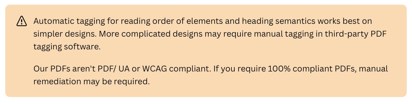Canva PDF accessibility notification