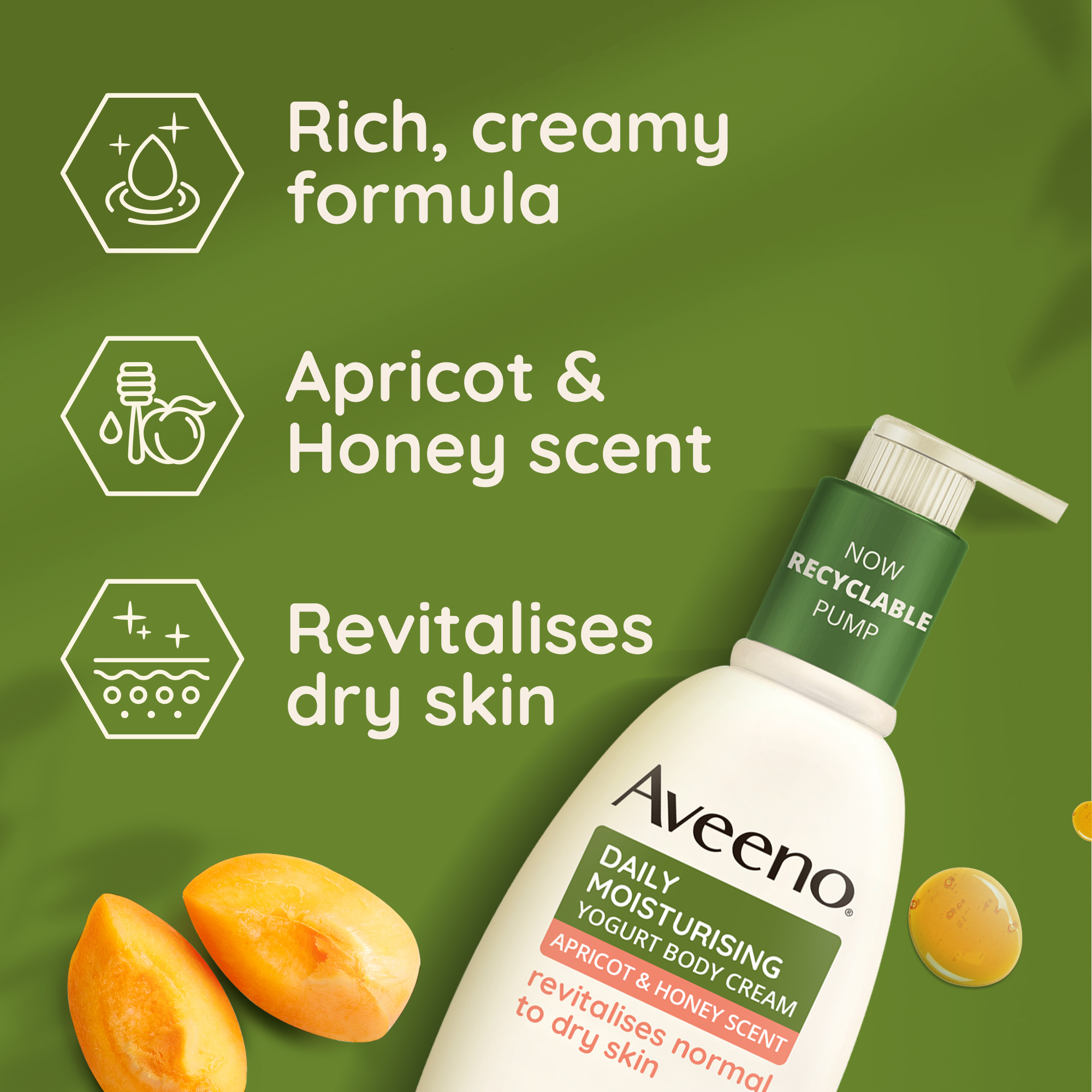 Aveeno Daily Moisturising Yogurt Body Cream Apricot & Honey Scent image 6