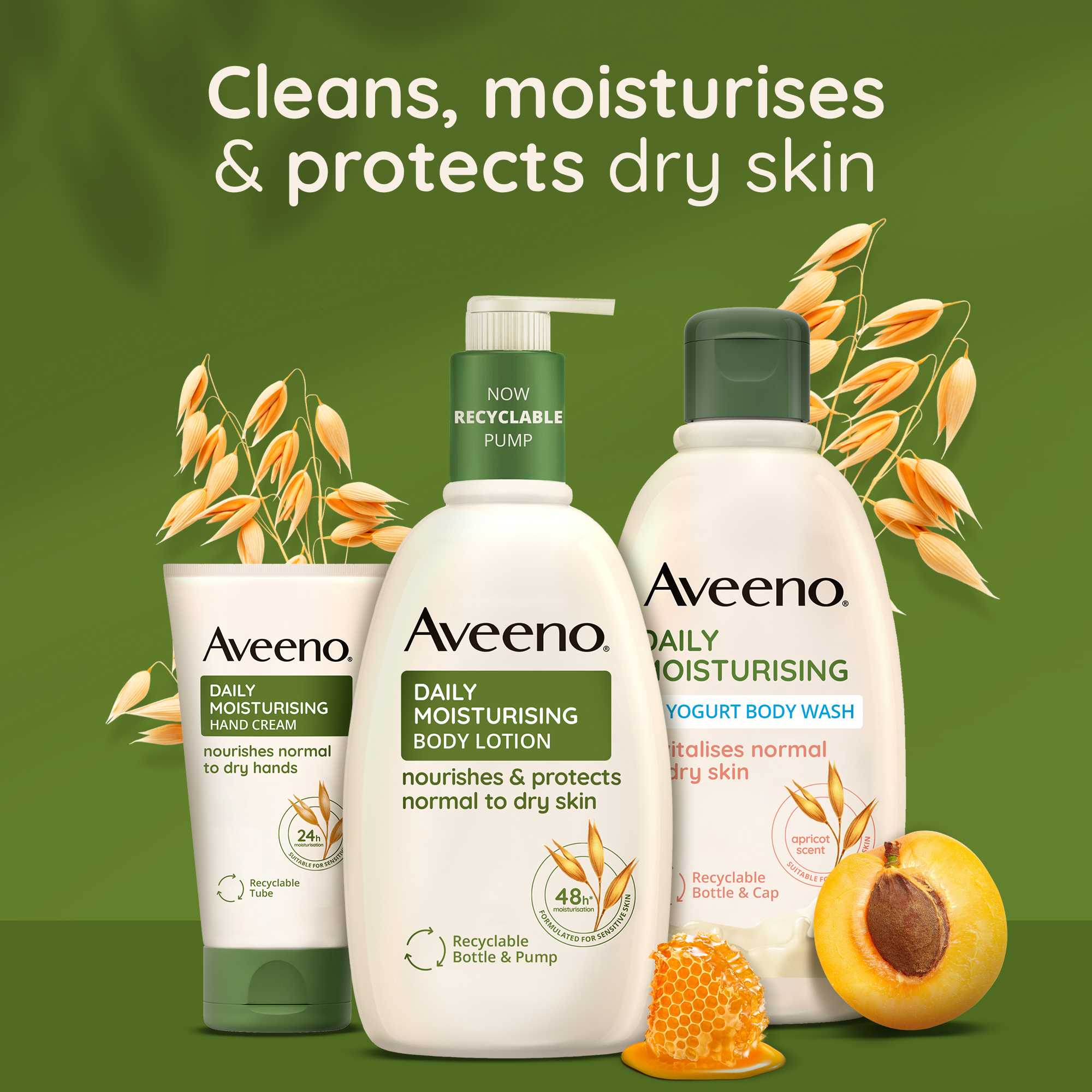 AVEENO DAILY MOISTURISING YOGURT BODY WASH, APRICOT & HONEY SCENT image 7