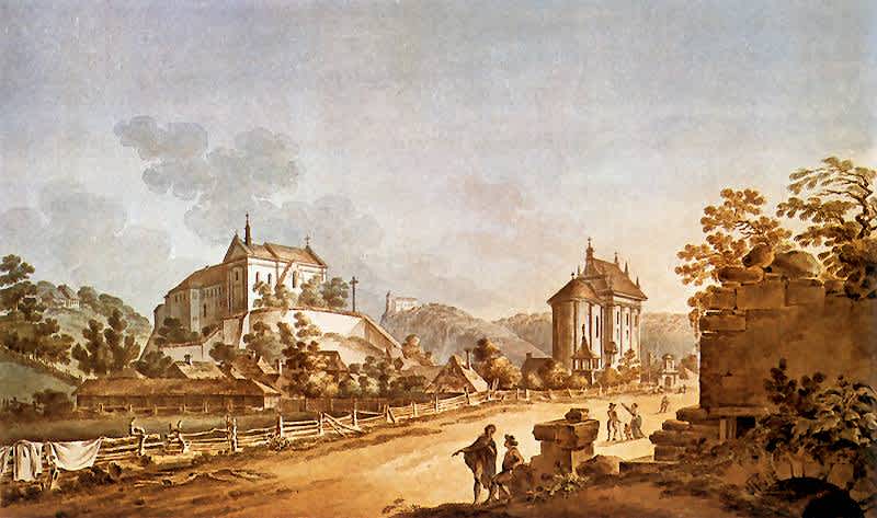 Widok klasztoru Reformatów i kościoła św. Anny w Kazimierzu. 1792, akwarela