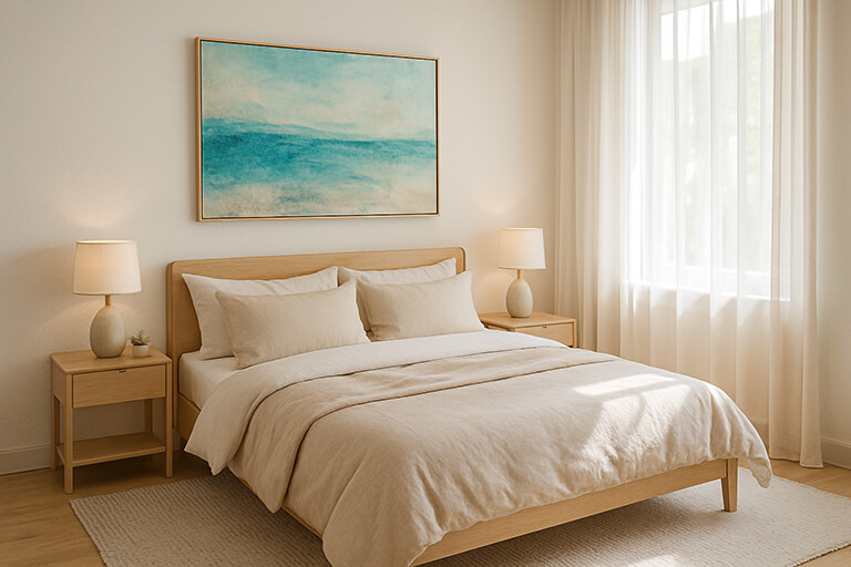 Tablouri turcoaz: simbolism și impact vizual în decorul dormitorului