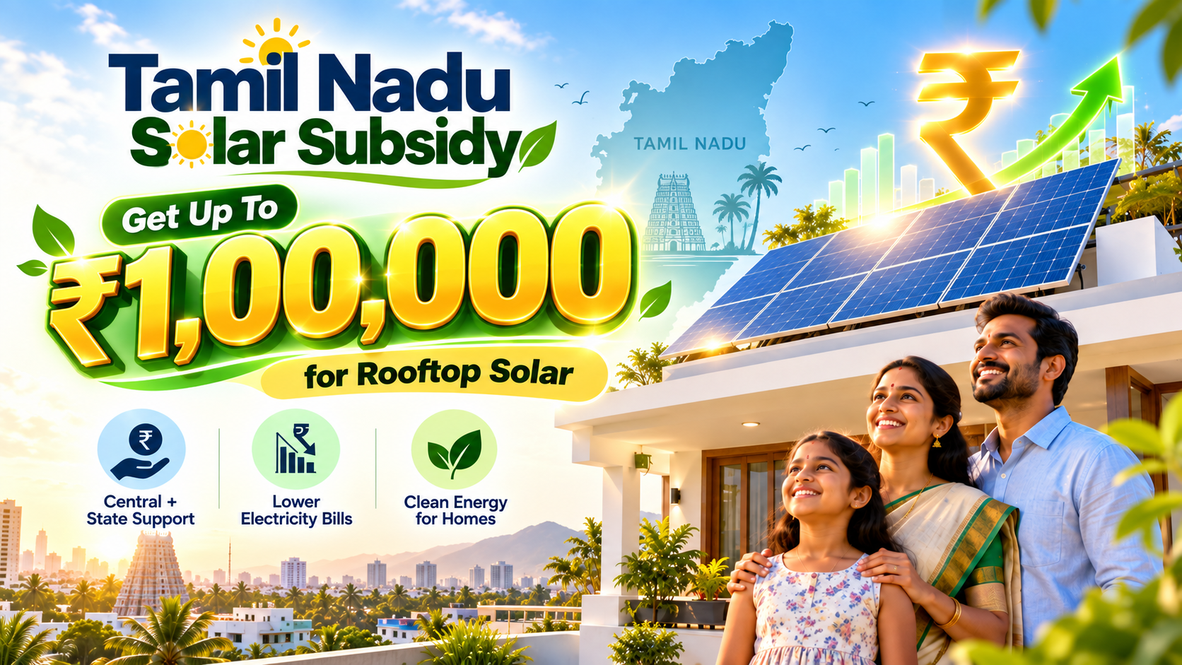 Tamil Nadu Government Solar Subsidy: Get Up to ₹1 Lakh for Rooftop Solar