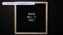 Board with 'When will it end?" displayed