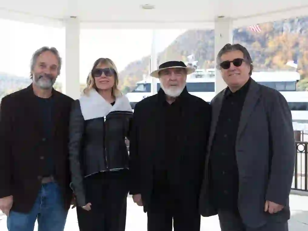 Cold Spring Mayor Dave Merandy, Nancy Olnick, Michelangelo Pistoletto, and Giorgio Spanu