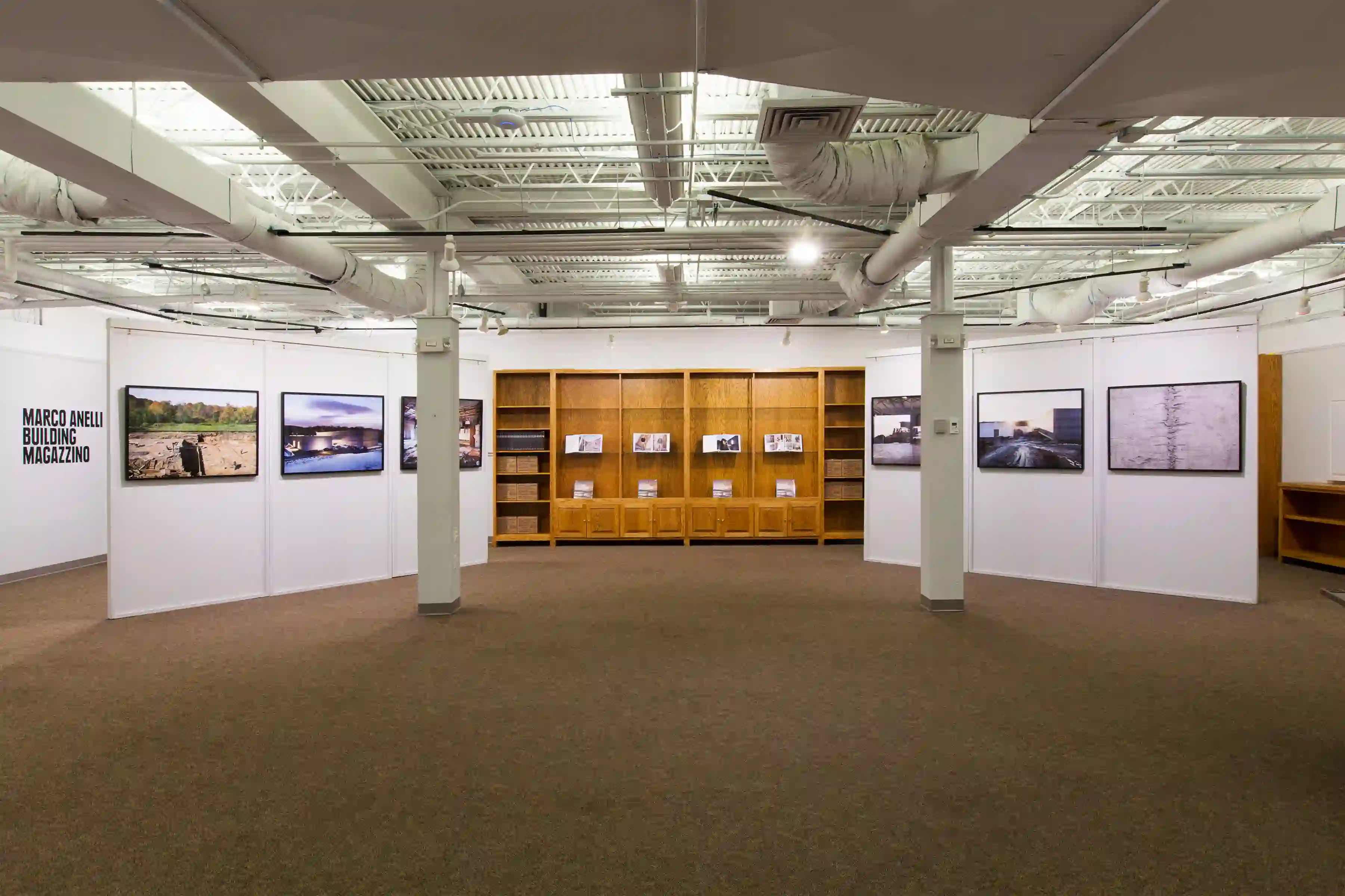 Installation view of Marco Anelli: Building Magazzino at The Alice Curtis and Desmond Fish Library
