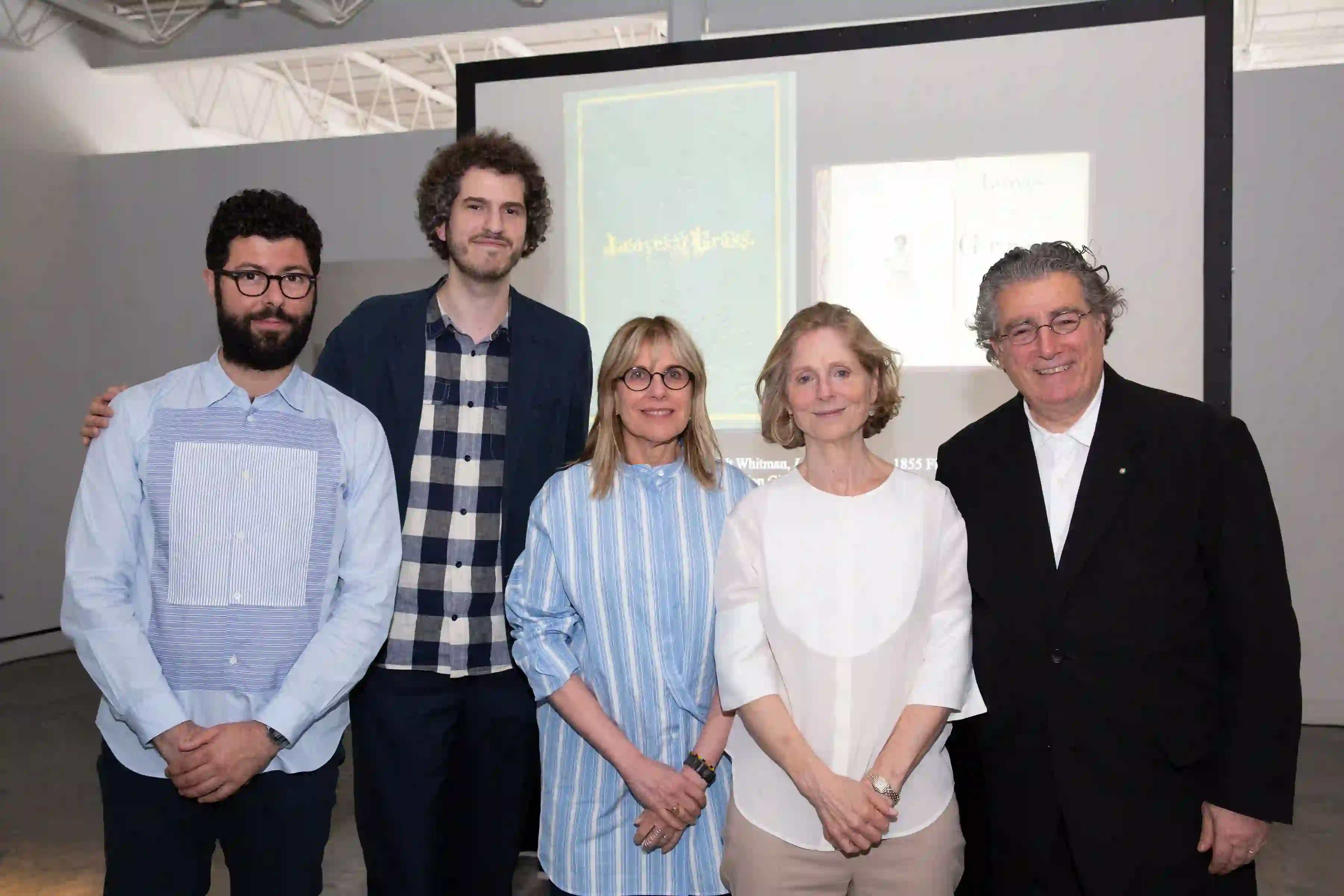 Left to right: Vittorio Calabrese, Director of Magazzino, Francesco Guzzetti, Scholar-in-Residence at Magazzino, Nancy Olnick, Magazzino Founder, Emily Braun, Professor at Hunter College and the Graduate Center, CUNY, and Giorgio Spanu, Magazzino Founder