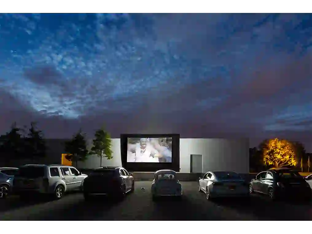 Cinema in Piazza, drive-in, at Magazzino Italian Art, August 1, 2020
