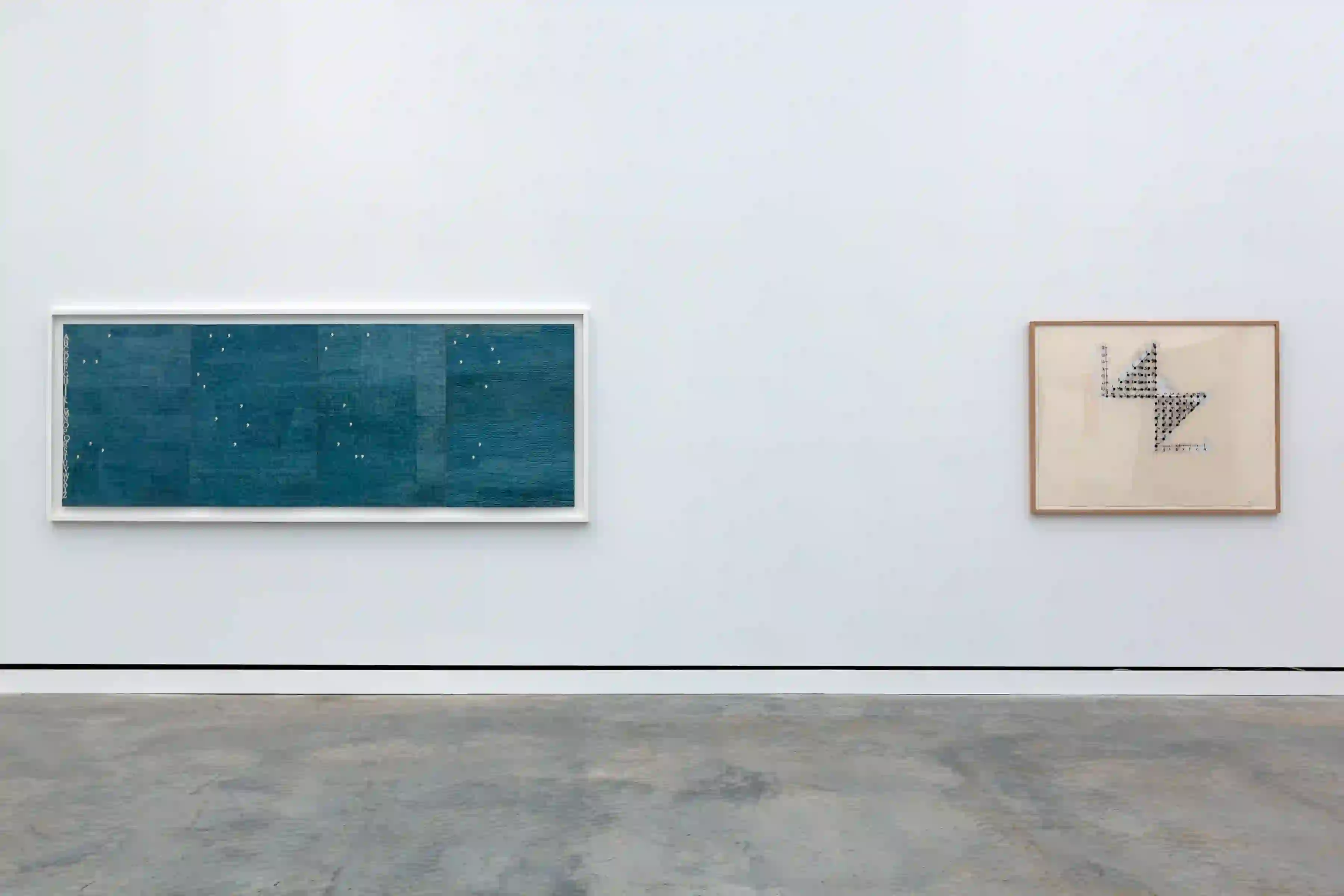 Installation view of Bochner Boetti Fontana at Magazzino Italian Art, Cold Spring, New York