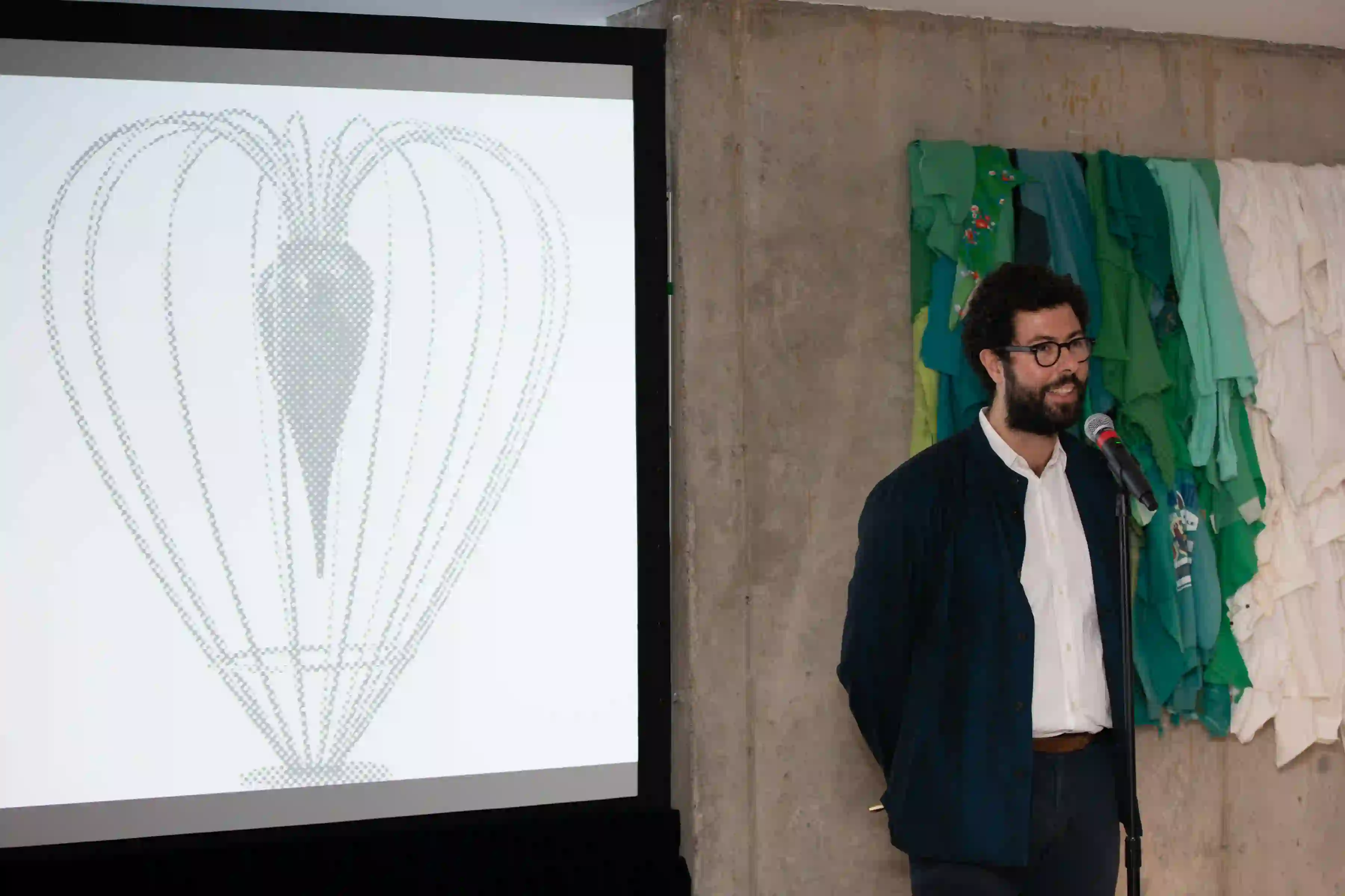 Magazzino's Vittorio Calabrese speaking at the book presentation of Marco Bagnoli, 2019