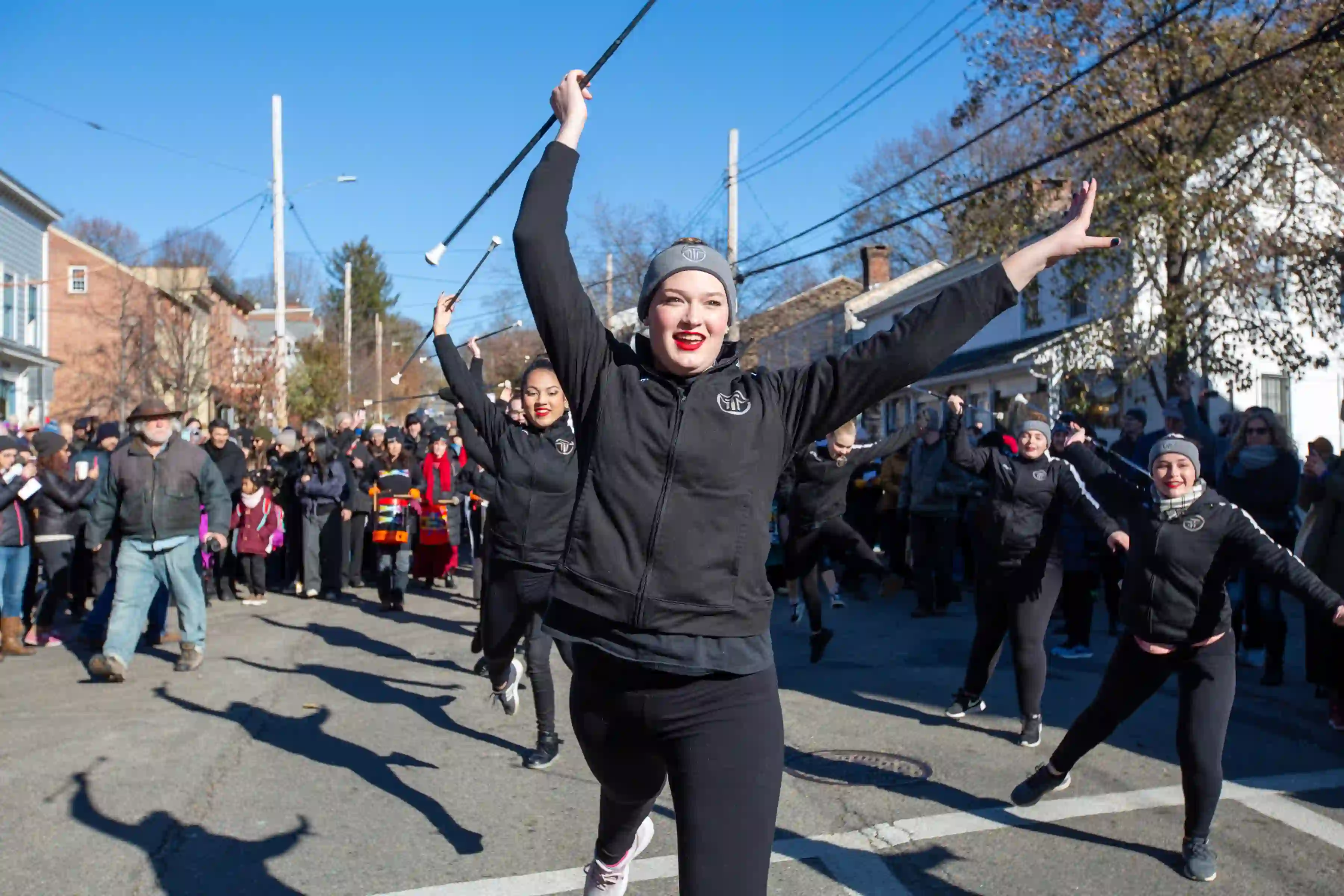 Baton twirlers at the Marinella Senatore and The School of Narrative Dance Performance event, 2019 