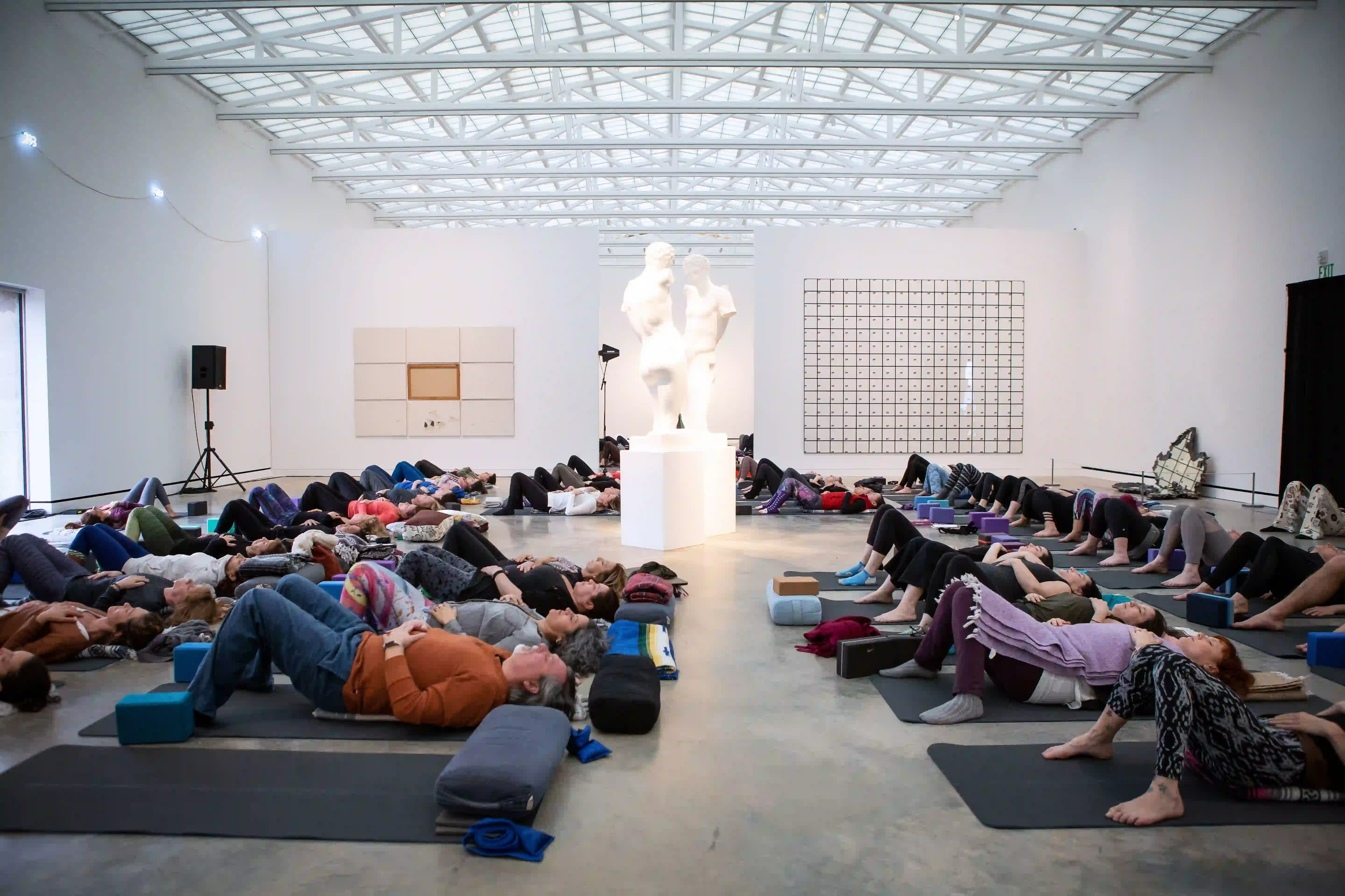 Yoga students at Magazzino’s annual Winter Wellness Workshop event