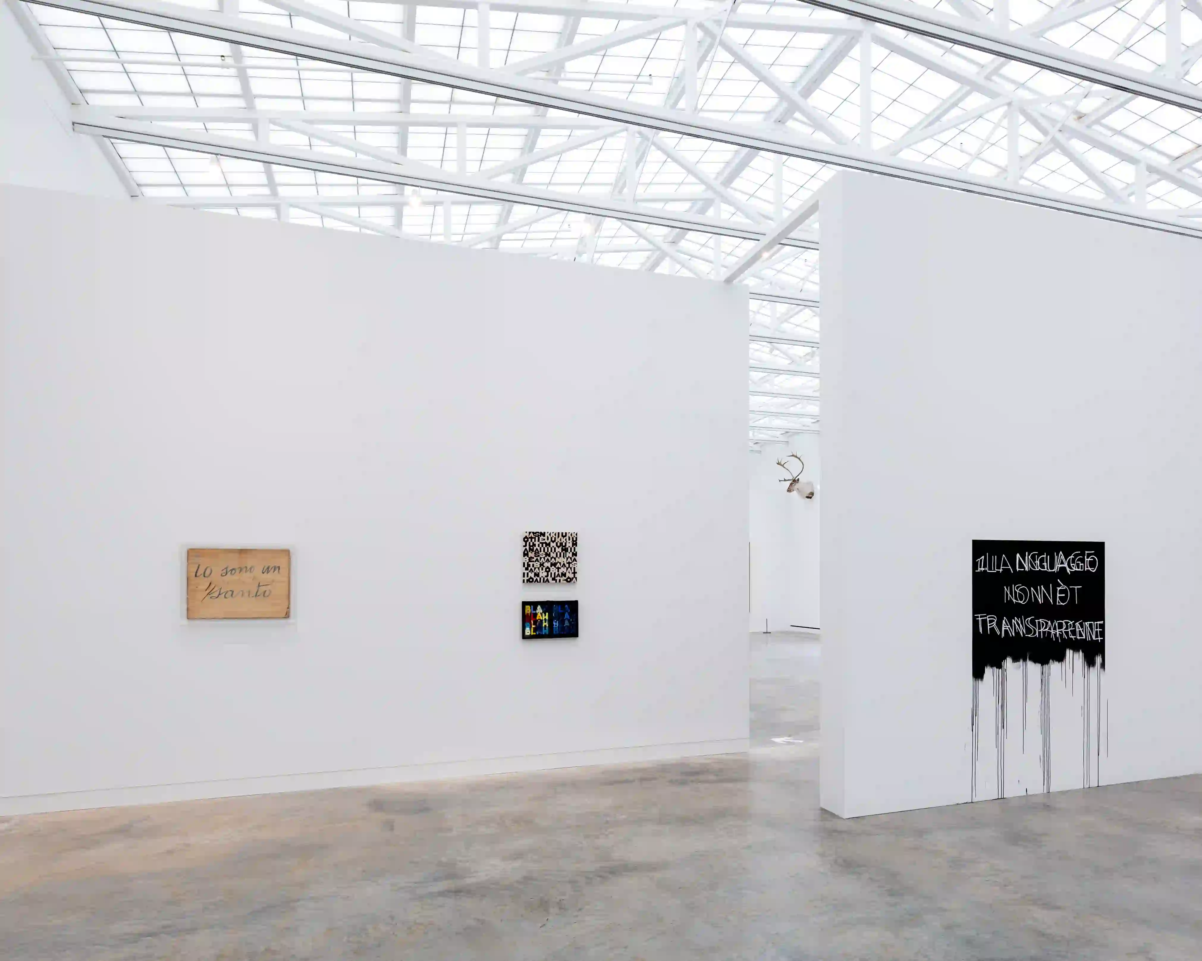 Installation view of Bochner Boetti Fontana at Magazzino Italian Art, Cold Spring, New York